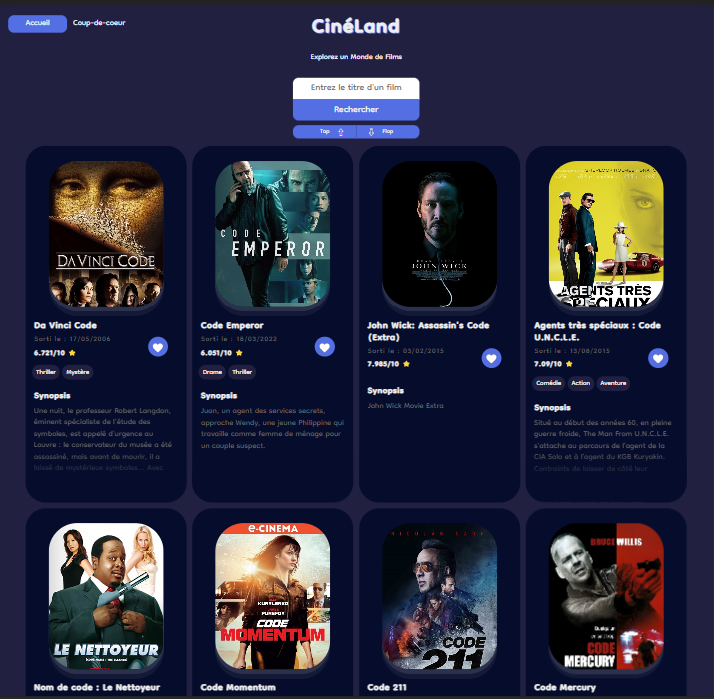 Capture du site Cineland